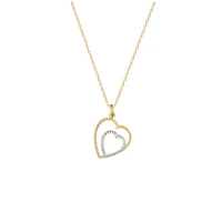 Collier pendentif en or 2-ton 10K - Charme en forme de double coeur | Doucet Latendresse