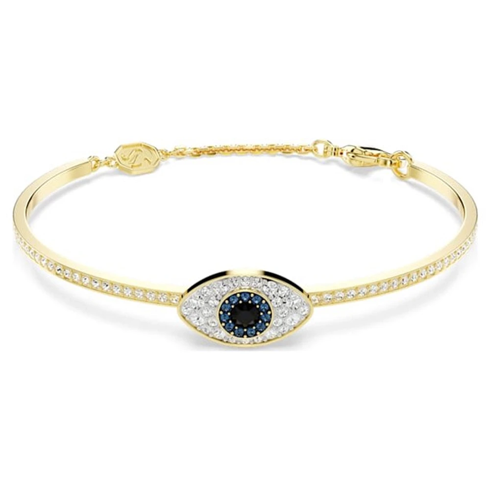 Gold Plated Evil Eye Crystal Bangle Bracelet. Color: yellow | Doucet Latendresse