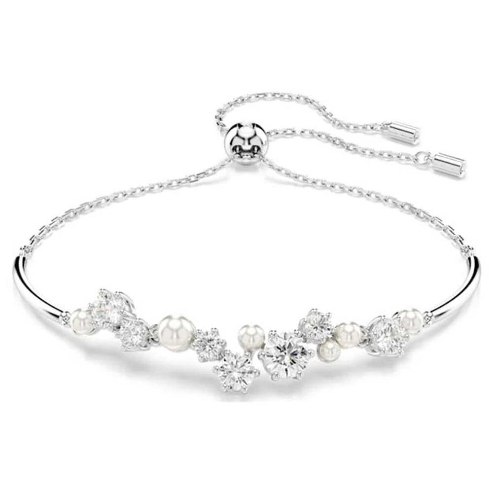 Bracelet Plaqué Rhodium avec Cristaux et Perles. Color: blanc | Doucet Latendresse