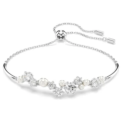 Bracelet Plaqué Rhodium avec Cristaux et Perles. Color: blanc | Doucet Latendresse