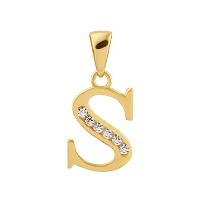 Pendentif Lettre “S” en Or 14K avec Zircons Cubiques. Color: jaune | Doucet Latendresse