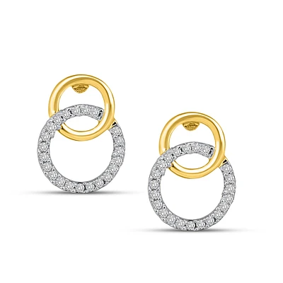 Boucles d’Oreilles Cercles Entrelacés en Or 10K avec Diamants | Doucet Latendresse