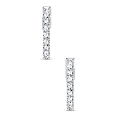 Boucles d’Oreilles Barres Verticales en Diamants Cultivés en Laboratoire 10K. Color: blanc | Doucet Latendresse