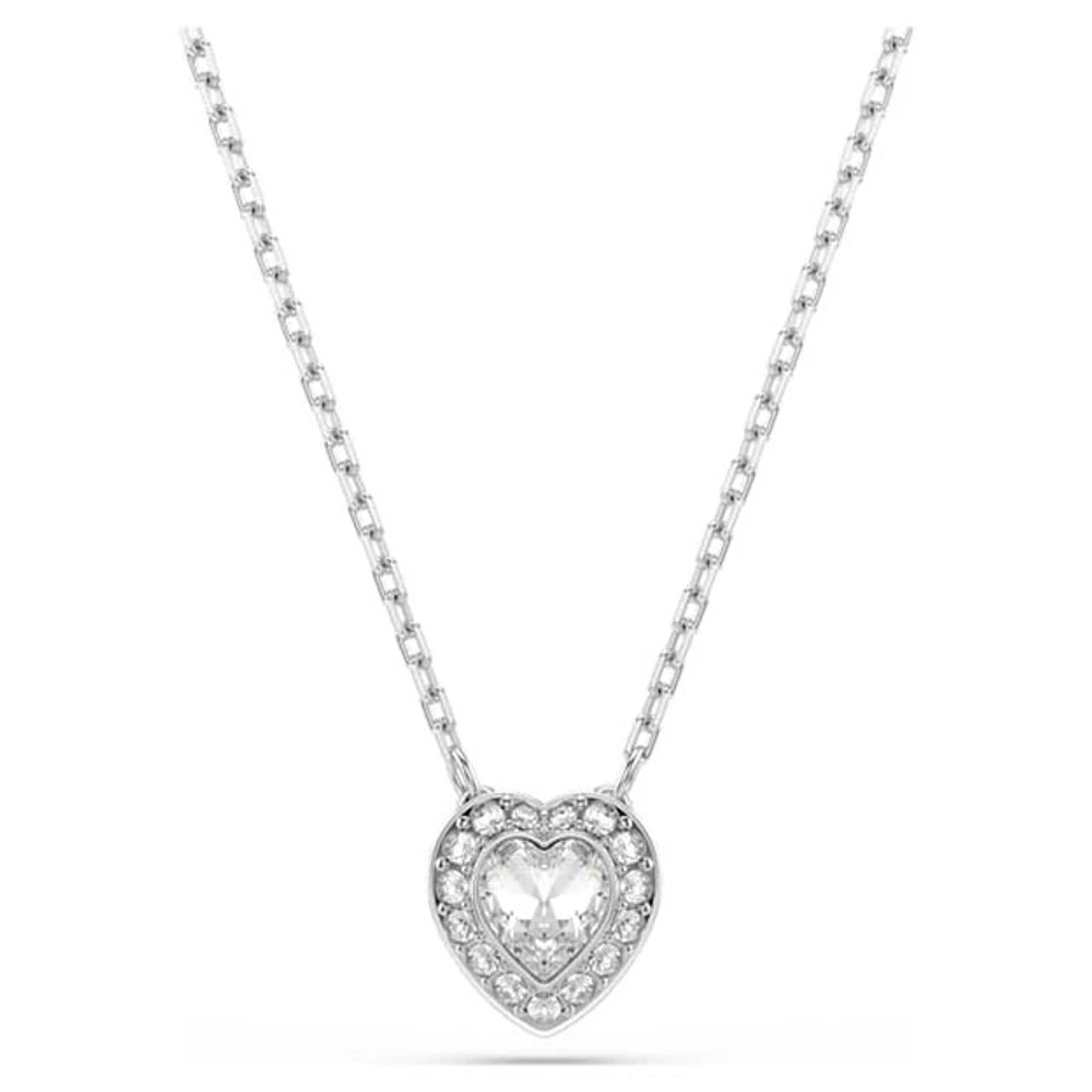 Collier avec Pendentif Cœur en Cristal Plaqué Rhodium. Color: blanc | Doucet Latendresse