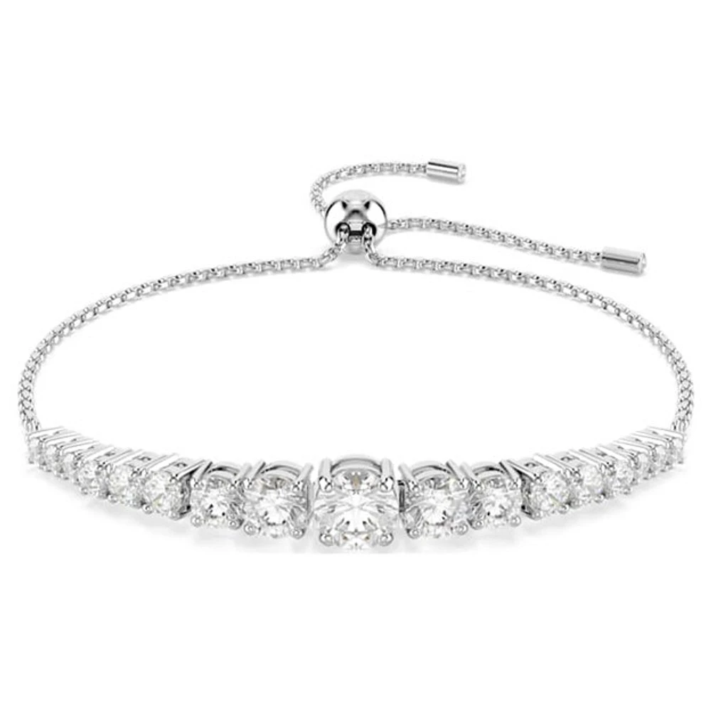Bracelet Ajustable Plaqué Rhodium avec Cristaux Ronds Blancs. Color: blanc | Doucet Latendresse