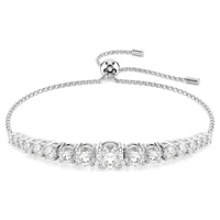 Bracelet Ajustable Plaqué Rhodium avec Cristaux Ronds Blancs. Color: blanc | Doucet Latendresse