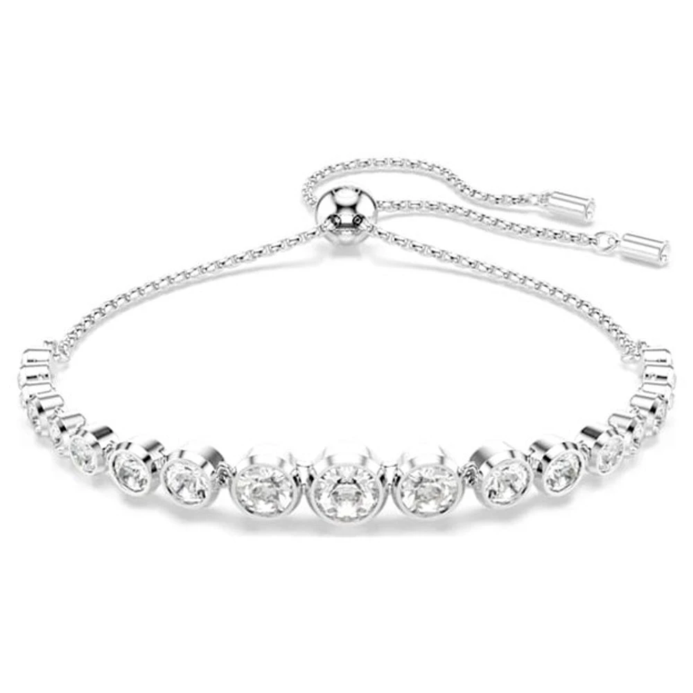 Bracelet Ajustable en Cristal Sertissage Clos Plaqué Rhodium. Color: blanc | Doucet Latendresse