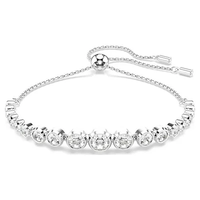 Bracelet Ajustable en Cristal Sertissage Clos Plaqué Rhodium. Color: blanc | Doucet Latendresse