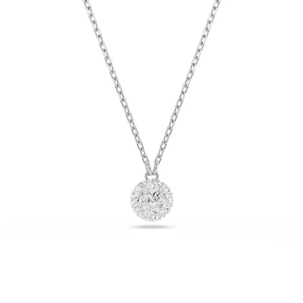 Collier Pendentif Boule Pavée en Cristal Plaqué Rhodium. Color: blanc | Doucet Latendresse