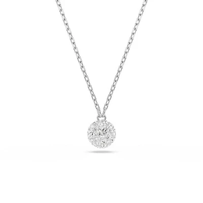 Collier Pendentif Boule Pavée en Cristal Plaqué Rhodium. Color: blanc | Doucet Latendresse