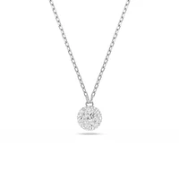Collier Pendentif Boule Pavée en Cristal Plaqué Rhodium. Color: blanc | Doucet Latendresse