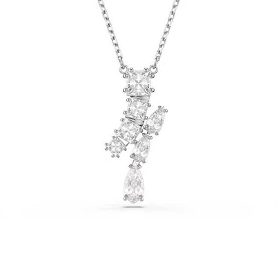 Collier Pendentif en Cristal Cascadé Plaqué Rhodium. Color: blanc | Doucet Latendresse