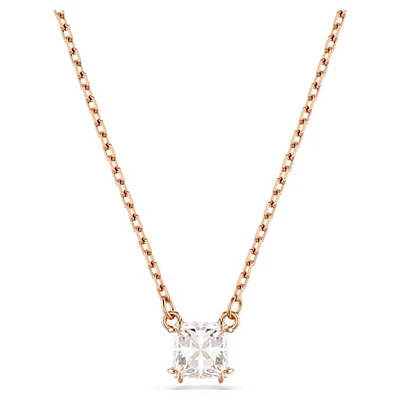 Collier Pendentif Plaqué Or Rose avec Cristal Carré. Color: rose | Doucet Latendresse