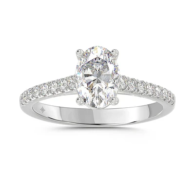 Bague de Fiançailles en Or 14K avec Diamant de Laboratoire Ovale. Color: blanc | Doucet Latendresse
