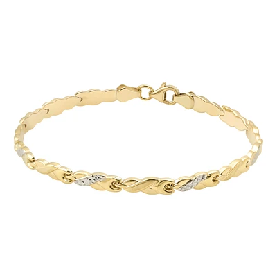 Bracelet Mailles Torsadées en Or 10K avec Accents en Or Blanc | Doucet Latendresse