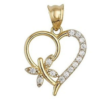 Pendetif en or 10K avec zircons cubiques - Charme en forme de coeur. Color: jaune | Doucet Latendresse