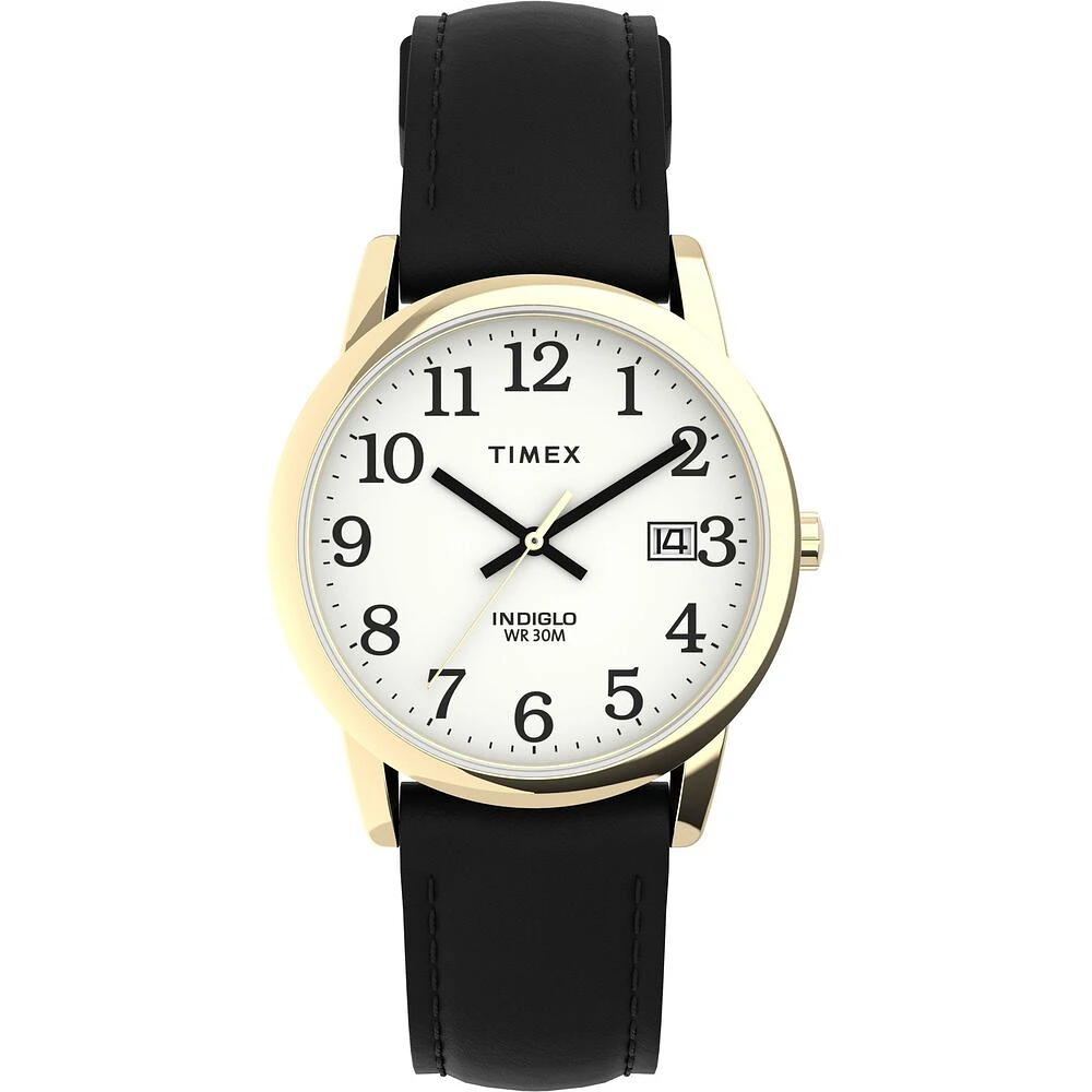 Timex 35mm Gold-Tone Watch with Black Leather Strap | Doucet Latendresse
