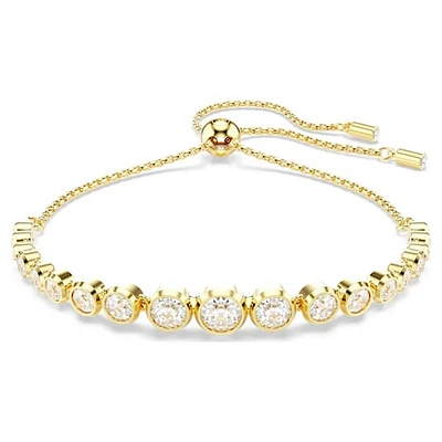 Gold Plated Adjustable Bracelet with Round Crystals. Color: yellow | Doucet Latendresse