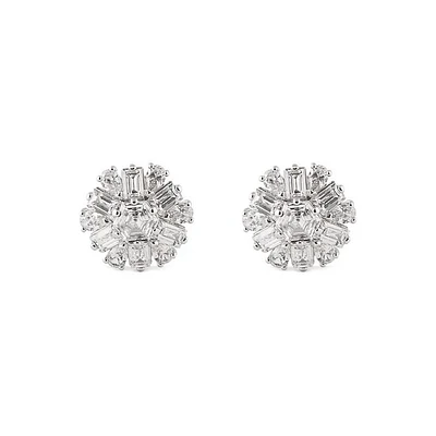 Boucles d’Oreilles Fixes en Cristal Plaquées Rhodium. Color: blanc | Doucet Latendresse