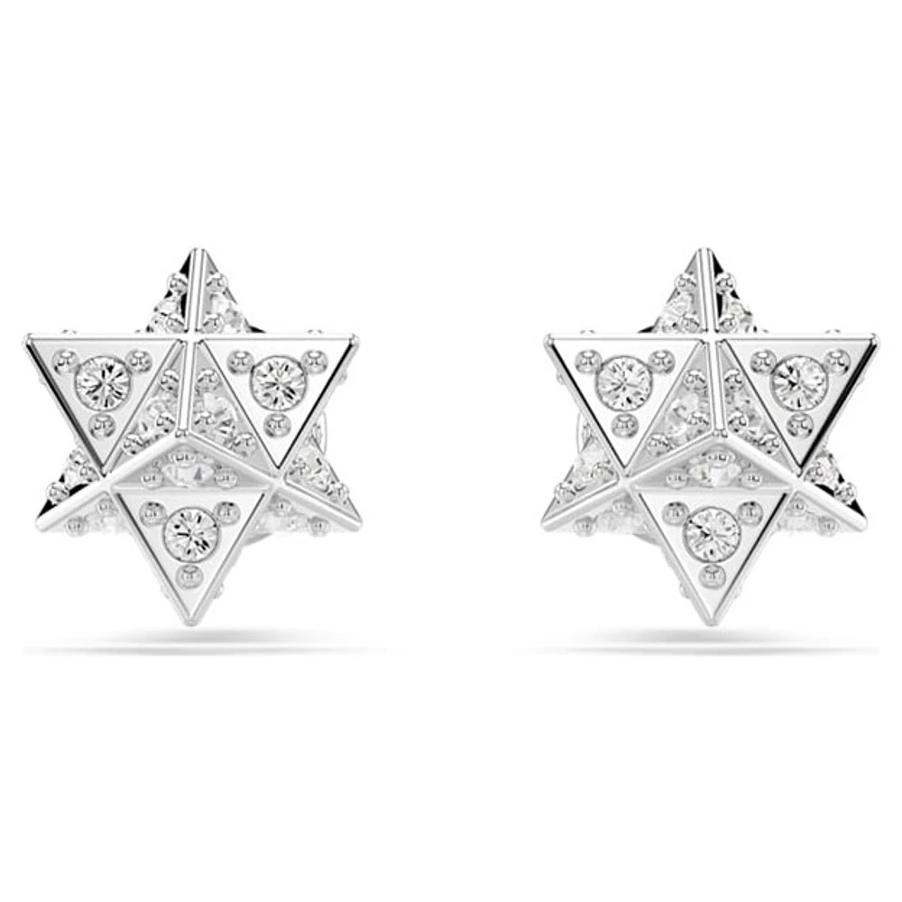 Rhodium Plated Star Stud Earrings with Crystals. Color: white | Doucet Latendresse