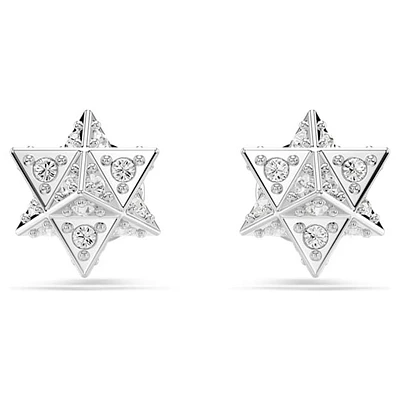 Boucles d’Oreilles Fixes Étoiles Plaquées Rhodium avec Cristaux. Color: blanc | Doucet Latendresse