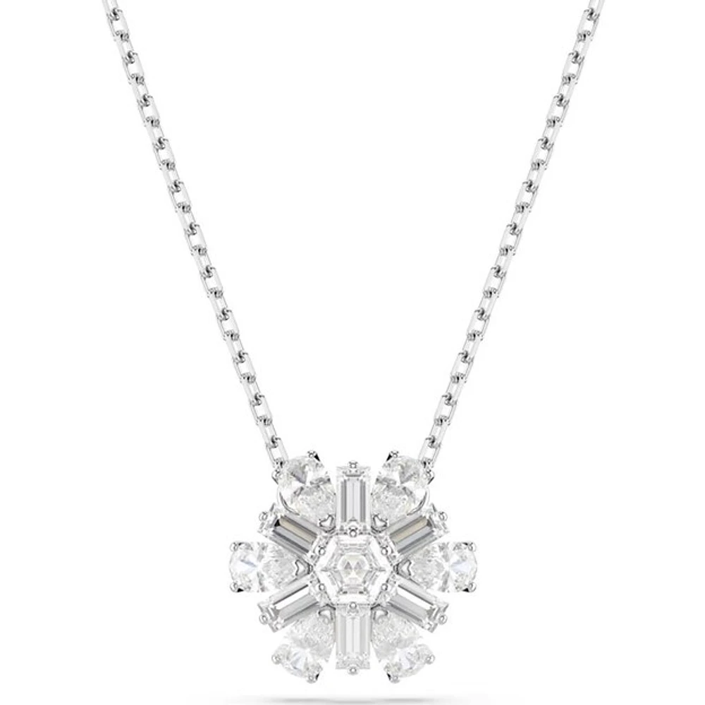 Collier Pendentif Flocon Plaqué Rhodium avec Cristaux. Color: blanc | Doucet Latendresse