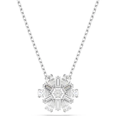 Collier Pendentif Flocon Plaqué Rhodium avec Cristaux. Color: blanc | Doucet Latendresse