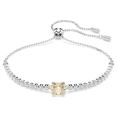 Bracelet Ajustable Plaqué Rhodium avec Cristaux Blancs et Champagne. Color: blanc | Doucet Latendresse