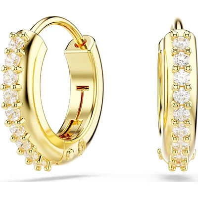 Gold-Plated Hoop Earrings with Crystals. Color: yellow | Doucet Latendresse