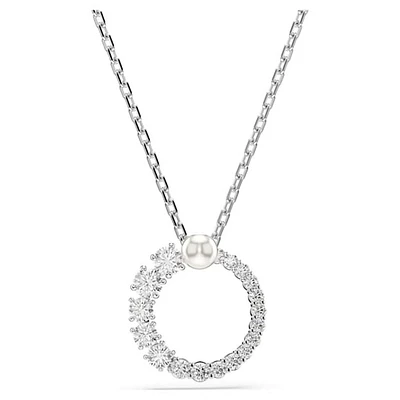 Collier Pendentif Cercle avec Cristaux Plaqué Rhodium. Color: blanc | Doucet Latendresse