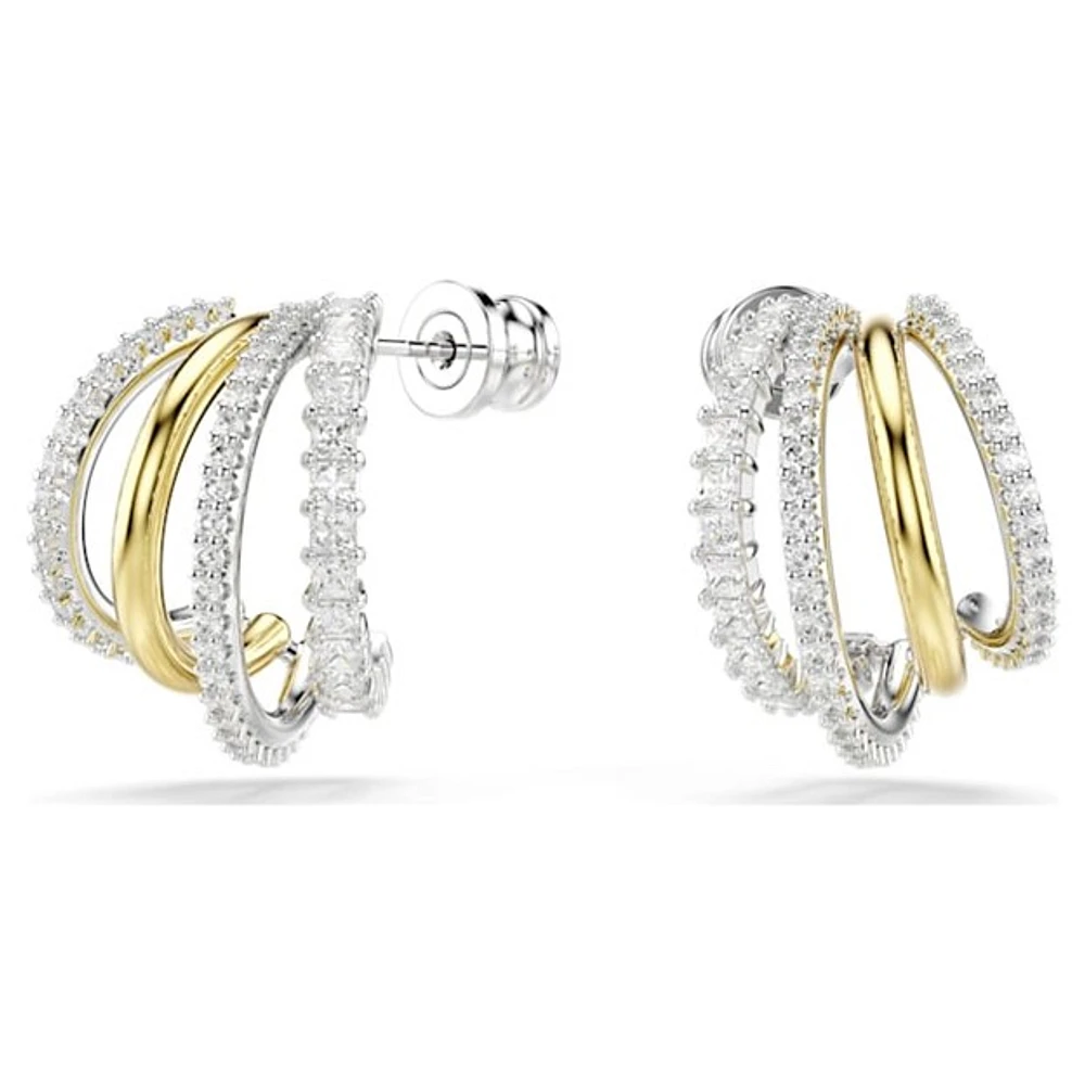 Mixed Metal Triple Hoop Earrings with Crystals | Doucet Latendresse