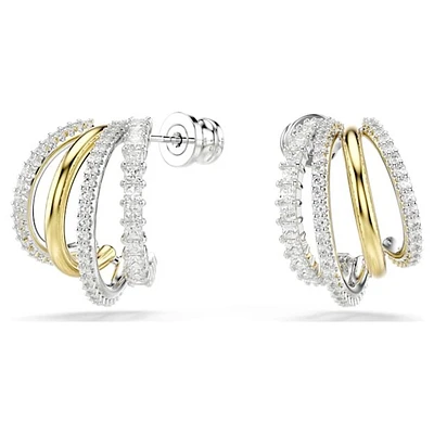 Mixed Metal Triple Hoop Earrings with Crystals | Doucet Latendresse