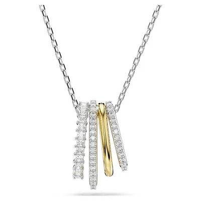 Mixed Metal Pendant Necklace with Crystal-Embellished Bars. Color: white | Doucet Latendresse