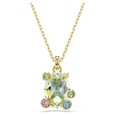 Gold-Plated Oval Pendant Necklace with Multicolor Crystals. Color: yellow | Doucet Latendresse
