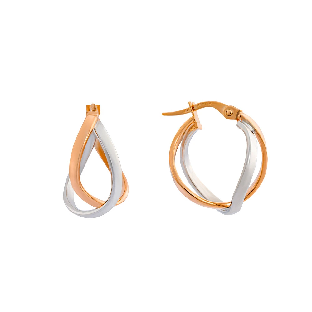 10K Two-Tone Gold Twisted Hoop Earrings. Color: 2 tone | Doucet Latendresse