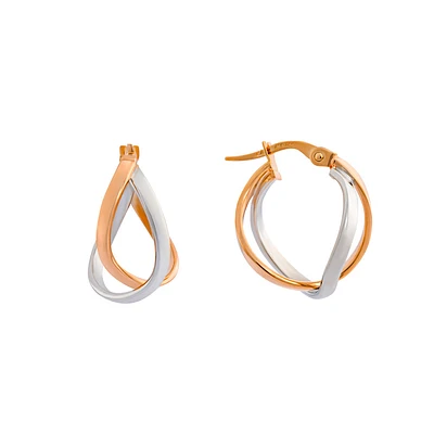 10K Two-Tone Gold Twisted Hoop Earrings. Color: 2 tone | Doucet Latendresse
