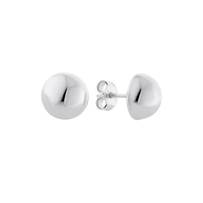Boucles d’Oreilles Fixes Bombées en Argent Sterling – Plaqué Rhodium. Color: blanc | Doucet Latendresse