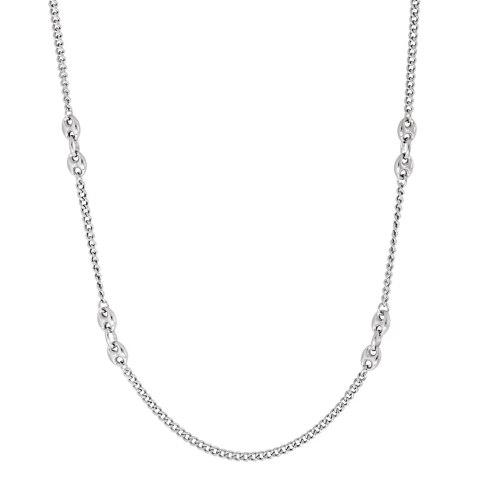 Collier en Argent Sterling à Maillons avec Fini Rhodium. Color: blanc | Doucet Latendresse