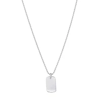 Collier Plaque Militaire en Argent Sterling avec Chaîne à Billes - Plaqué Rhodium. Color: blanc | Doucet Latendresse