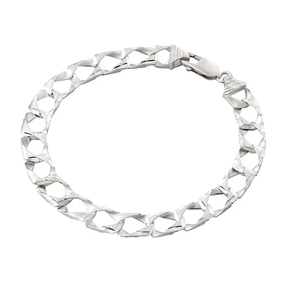 Bracelet à Maillons Gourmette en Argent Sterling. Color: blanc | Doucet Latendresse