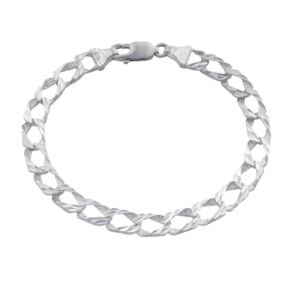 Bracelet à Mailles Gourmette en Argent Sterling. Color: blanc | Doucet Latendresse