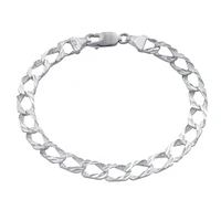 Bracelet à Mailles Gourmette en Argent Sterling. Color: blanc | Doucet Latendresse