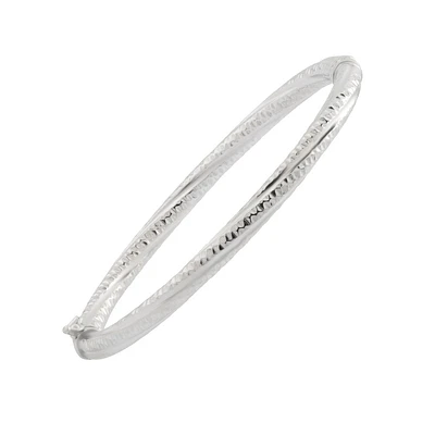 Bracelet Rigide Martelé en Argent Sterling avec Fini Rhodium. Color: blanc | Doucet Latendresse