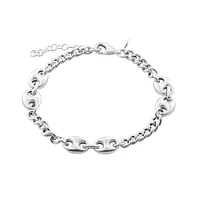 Bracelet en Argent Sterling à Maillons Ovales avec Fini Rhodié. Color: blanc | Doucet Latendresse