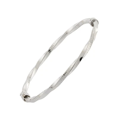 Bracelet Jonc Torsadé en Argent Sterling avec Fini Rhodié. Color: blanc | Doucet Latendresse