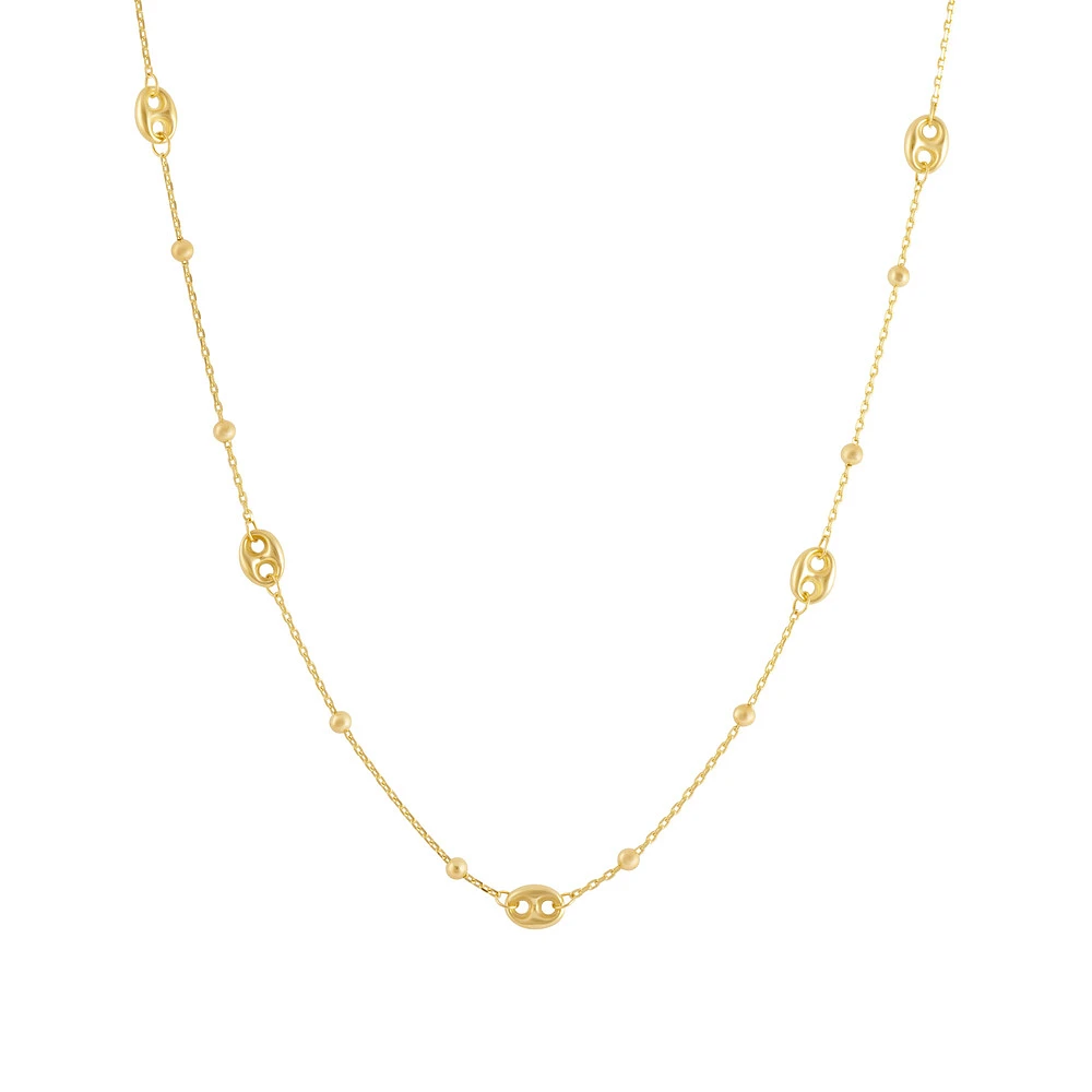 Collier Chaîne à Billes et Maillons Ovales en Or Jaune 10K - 17