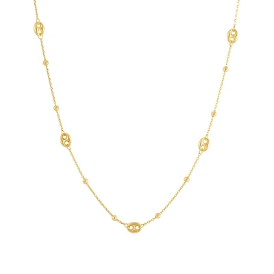 Collier Chaîne à Billes et Maillons Ovales en Or Jaune 10K - 17