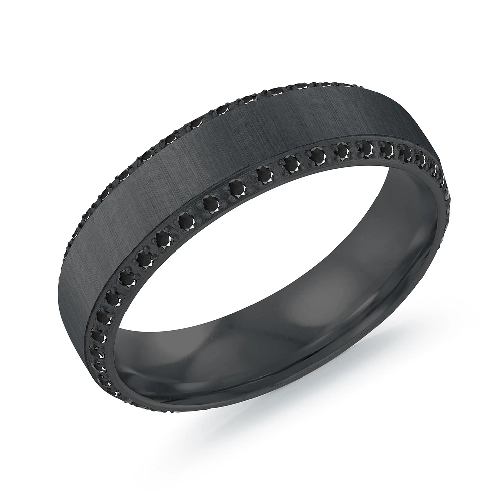 Bague pour Homme en Acier Inoxydable Noir avec Zircon Cubique Noir – 6 mm. Color: noir | Doucet Latendresse