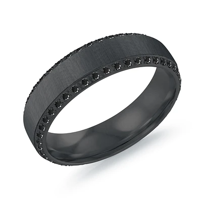 Bague pour Homme en Acier Inoxydable Noir avec Zircon Cubique Noir – 6 mm. Color: noir | Doucet Latendresse