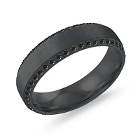 Bague pour Homme en Acier Inoxydable Noir avec Zircon Cubique Noir – 6 mm. Color: noir | Doucet Latendresse